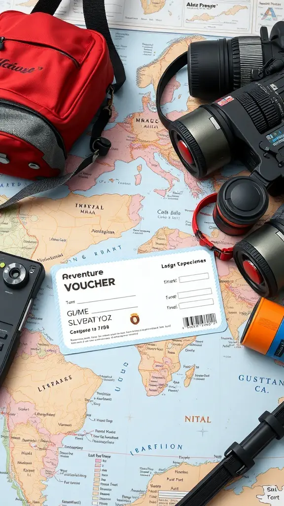31 Thoughtful Birthday Gifts for Your Boyfriend: Unique Ideas He'll Love 6 Image of a map, camera, and an adventure experience voucher