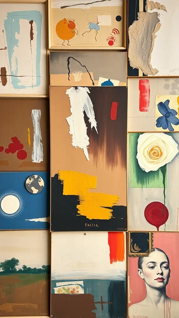 29+ Stunning Abstract Paintings You Need to See 9 A collection of abstract paintings showcasing various styles and colors.