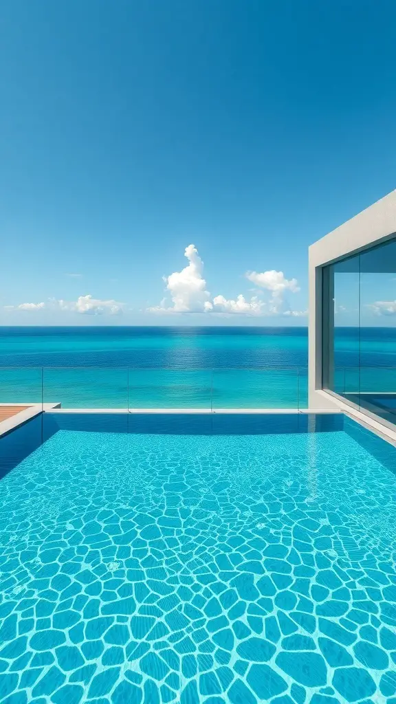 29+ Stunning Resort Pool Designs to Inspire Your Backyard Oasis 13 A stunning infinity pool with glass walls overlooking the ocean.