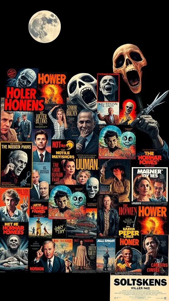 Collage of classic horror film posters from the 1960s featuring iconic characters and themes.