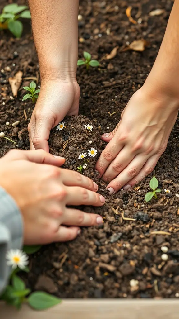 27+ Stunning Wildflower Landscaping Ideas for Your Garden 2 Hands preparing soil for planting wildflowers