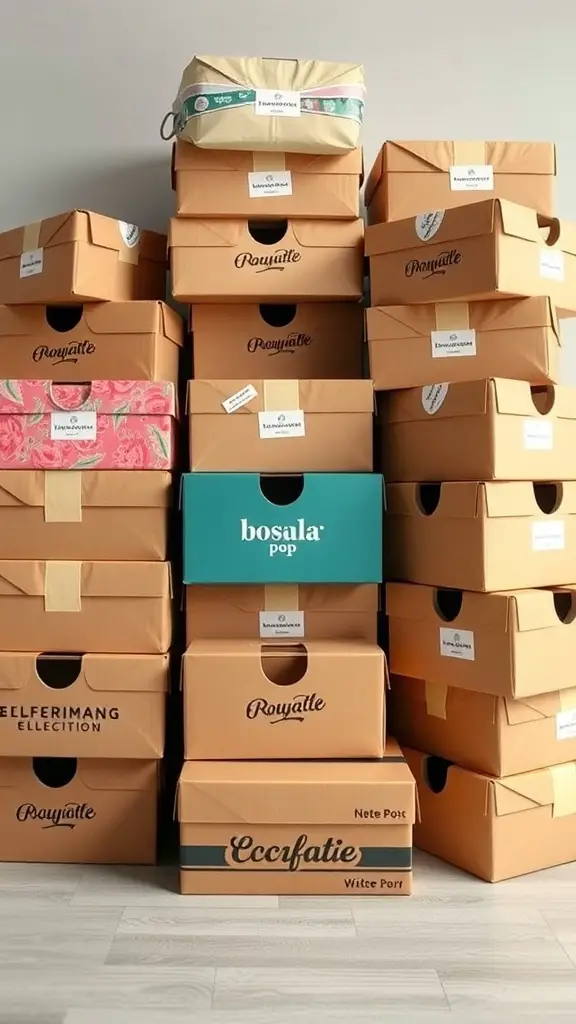 A stack of various subscription boxes, showcasing different brands and designs.