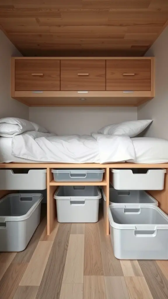 29+ Extra Small Bedroom Ideas to Maximize Space and Style 4 Under-bed storage with bins and drawers in a small bedroom