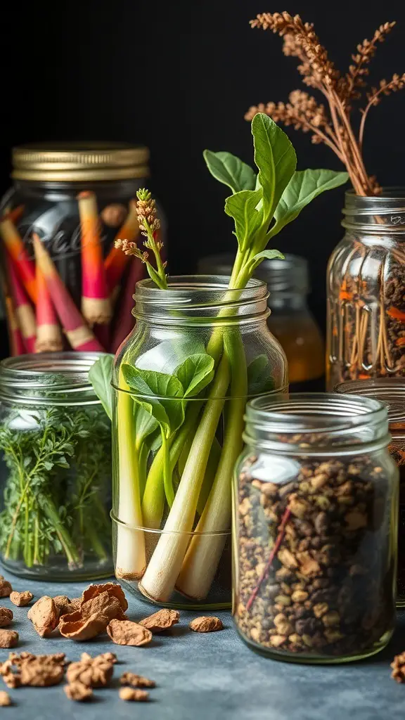 33+ Fascinating Wild Plants You Can Discover Today 5 Jars of preserved wild plants and herbs