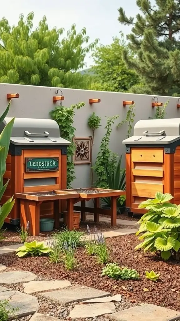 25+ Stunning Spanish Garden Hacienda Style Ideas to Transform Your Outdoor Space 16 Sustainable garden with compost bins and diverse plants