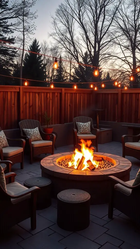 27+ Inspiring Italian Backyard Ideas for a Perfect Outdoor Retreat 4 Cozy fire pit lounge with chairs and string lights