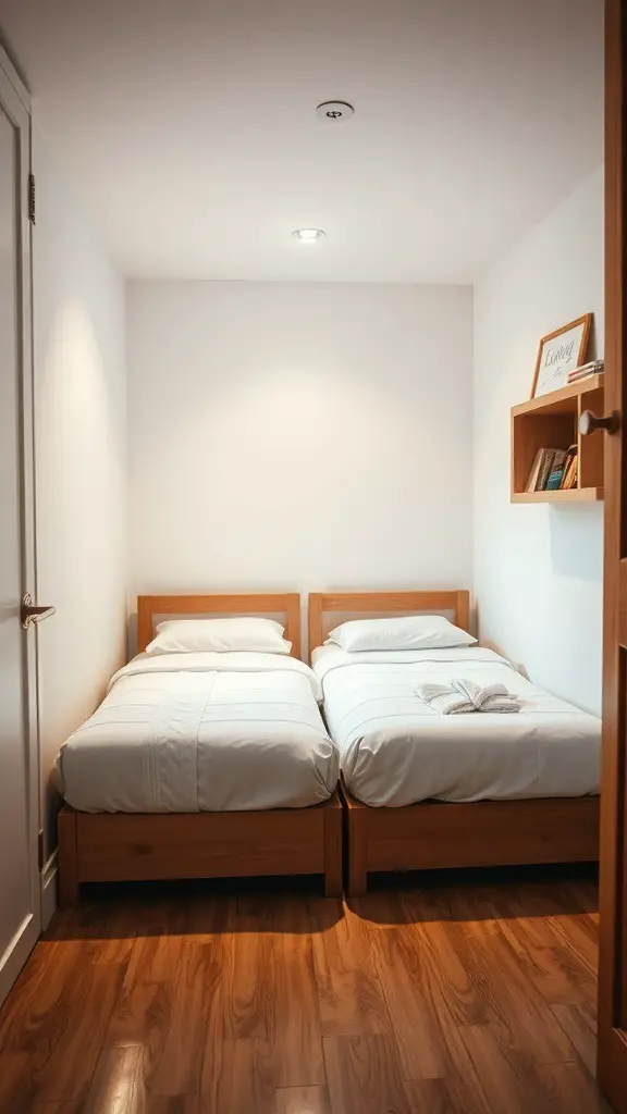 25+ Stylish Bedframe Ideas for Small Rooms 10 Two compact wooden nesting beds in a small room