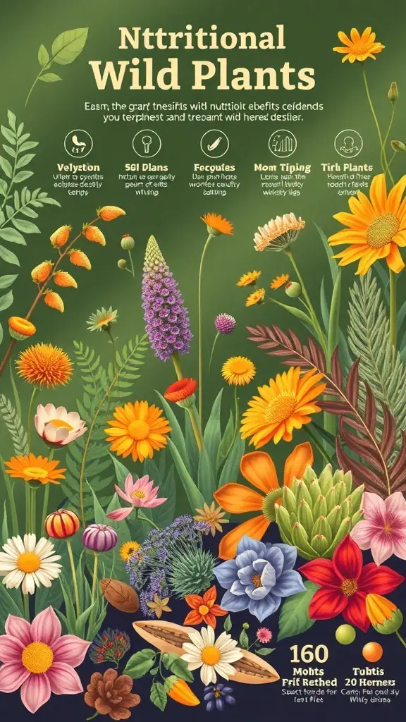 33+ Fascinating Wild Plants You Can Discover Today 8 An illustration of various wild plants showcasing their nutritional benefits.