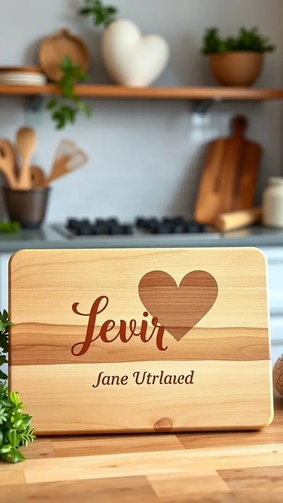 27+ Unique Wedding Gifts for Every Couple 3 Personalized wooden cutting board with names and a heart design