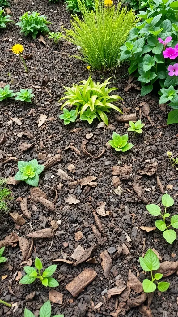 31+ Wild Garden Ideas to Transform Your Outdoor Space 10 A garden bed with various plants and natural mulch