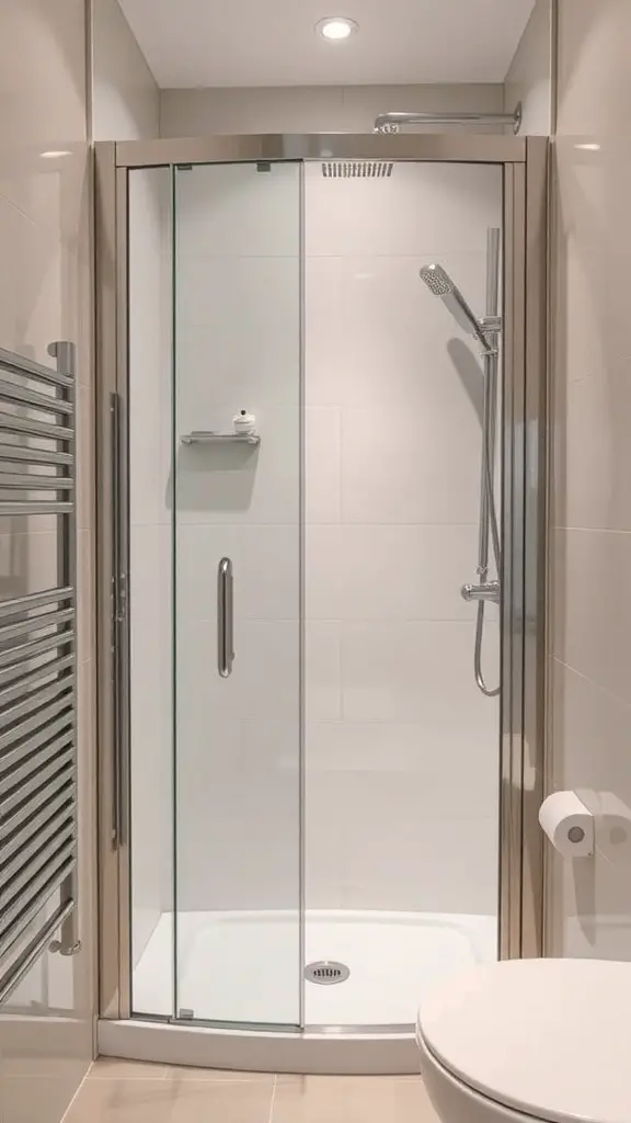 25+ Stunning Walk-In Shower Ideas with No Doors for a Sleek Bathroom Design 10 A modern walk-in shower with a wall and no door, designed for small bathrooms.