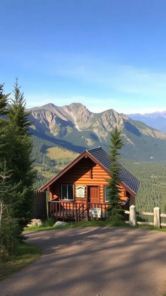 29+ Cozy Cabin Trip Ideas for Your Perfect Getaway 11 A cozy cabin near a national park with mountains in the background