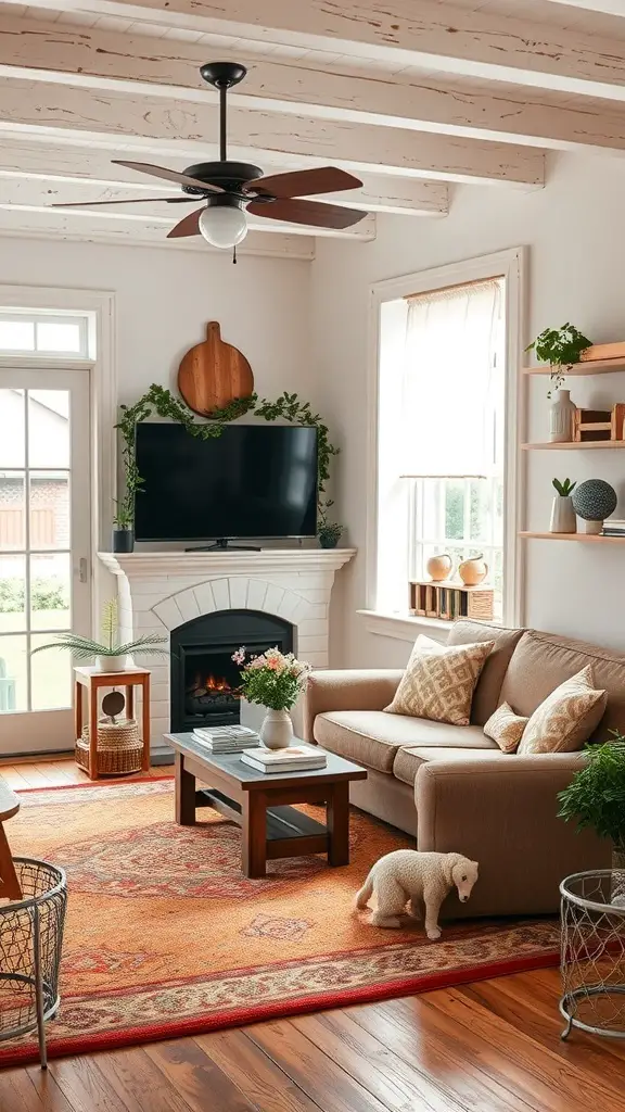 27+ Stunning Wall Paint Designs to Transform Your Space 13 Cozy cottage living room with soft pastel shades and natural wood accents