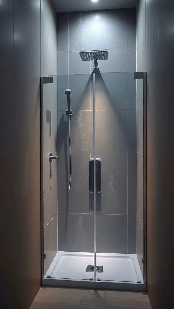 25+ Inspiring Small Walk-In Shower Ideas to Maximize Your Space 10 A small walk-in shower featuring integrated ceiling lighting.