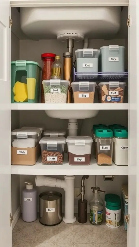 29+ Creative Bathroom Under Sink Organization Ideas You Need to Try 13 Organized under sink area with labeled containers for easy identification