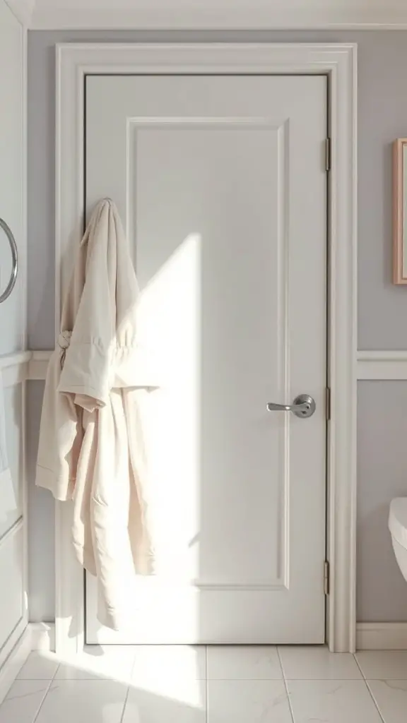 25+ Clever Hidden Storage Ideas for Your Bathroom 10 A bathroom door with a robe hanging on a hook