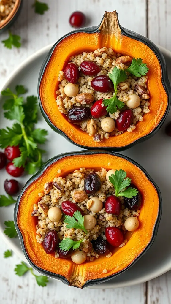 29+ Must-Try Thanksgiving Vegetable Sides for Your Holiday Feast 8 Stuffed acorn squash filled with grains, nuts, and cranberries, garnished with fresh herbs.