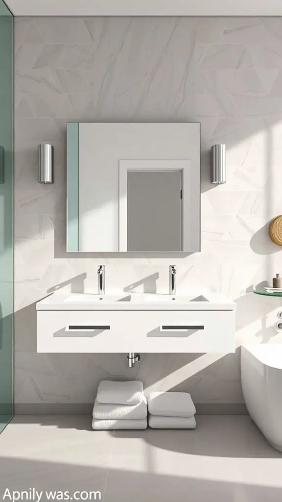 27+ Stunning Floating Vanity Ideas for Your Bathroom Renovation 12 Modern floating vanity with unique hardware in a stylish bathroom