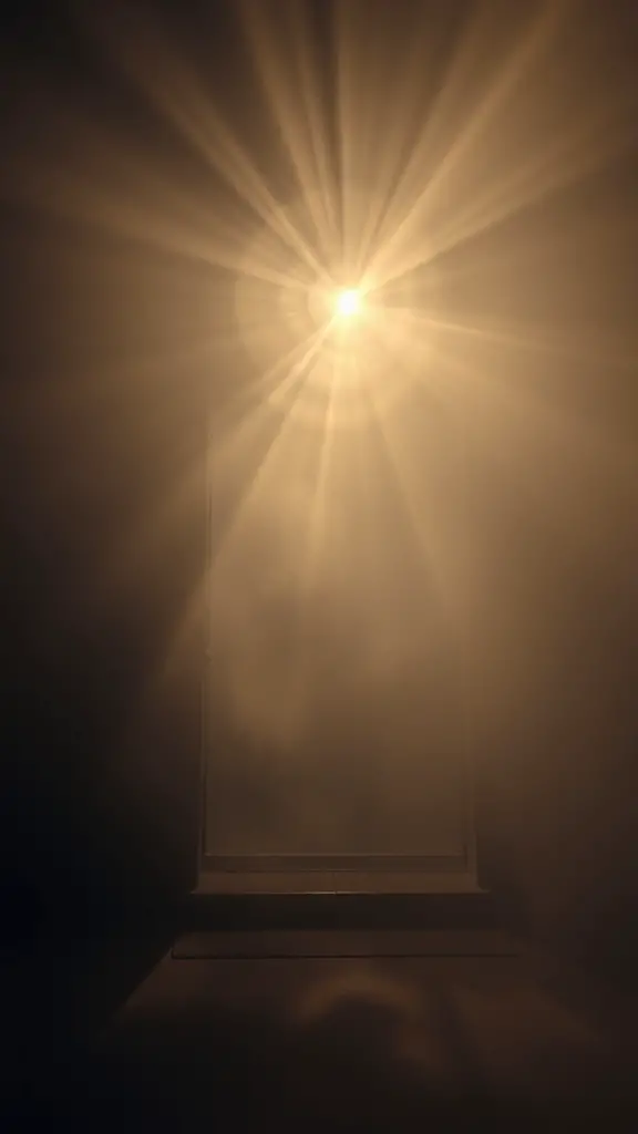 A fog machine creating a mysterious atmosphere at a Halloween entrance.