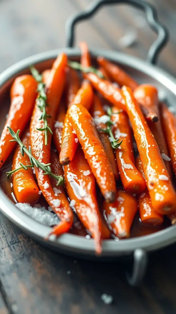 25+ Delicious Thanksgiving Dinner Ideas You Need to Try 2 A bowl of honey glazed carrots garnished with herbs