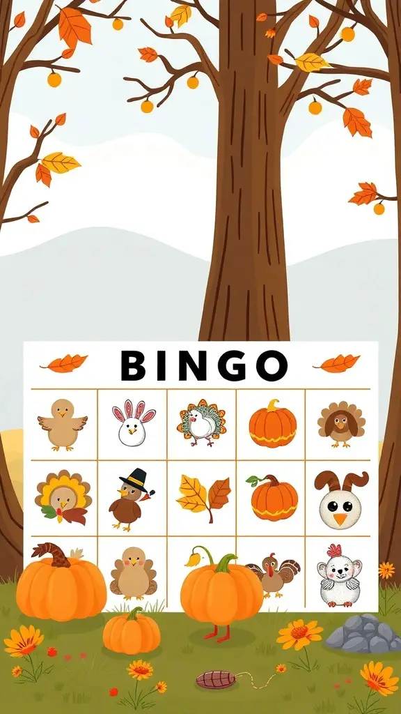 25+ Fun Thanksgiving Crafts for Toddlers to Create Together 2 Colorful Thanksgiving Bingo card with images of turkeys, pumpkins, and other festive symbols.