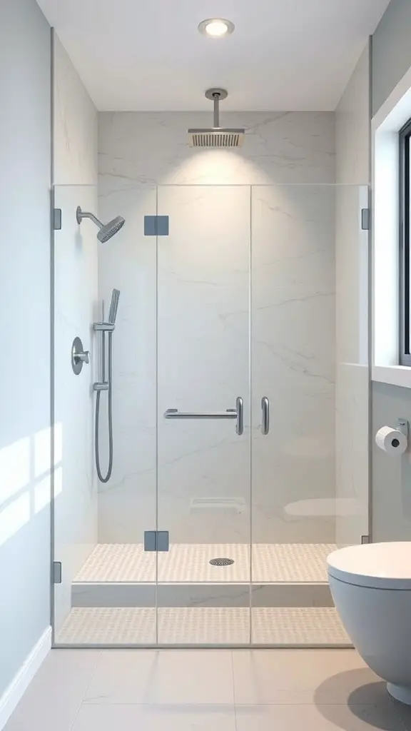 25+ Stunning Pony Wall Shower Ideas for Your Bathroom Remodel 2 Modern shower with glass panels and pony wall