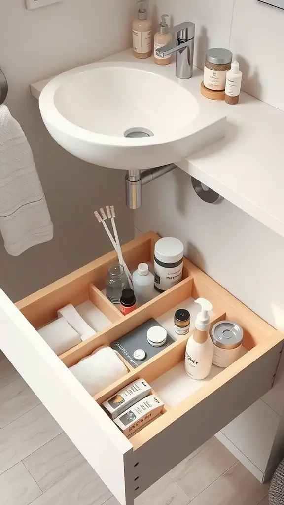 29+ Creative Bathroom Under Sink Organization Ideas You Need to Try 16 Organized bathroom drawer with customizable inserts