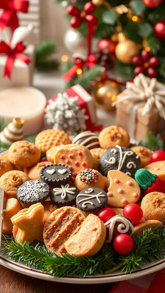 29+ Creative Christmas Stocking Ideas to Delight Everyone 8 A colorful assortment of homemade holiday cookies and treats on a festive plate.