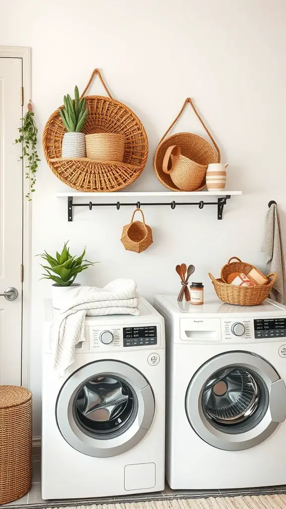 25+ Creative Wall Mounted Laundry Hamper Ideas for Space-Saving Solutions 16 Decorative wall-mounted baskets in a laundry room