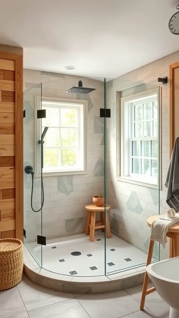 27+ Inspiring Rustic Walk-In Shower Ideas You’ll Love 9 Rustic walk-in shower with glass walls and wooden accents