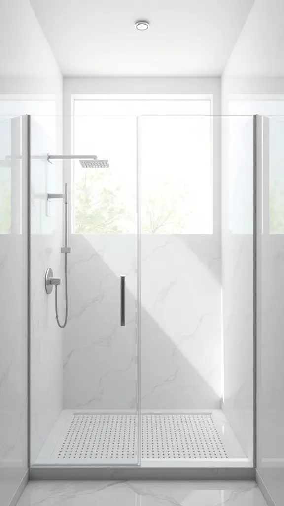 25+ Stunning Walk-In Shower Ideas with No Doors for a Sleek Bathroom Design 3 Bright walk-in shower with large windows and glass walls