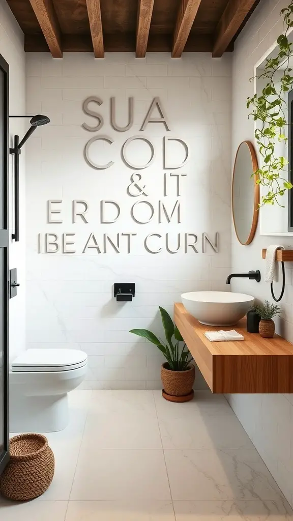 29+ Stunning Guest Bathroom Ideas to Elevate Your Space 13 Eco-friendly bathroom featuring wooden elements, plants, and modern fixtures.