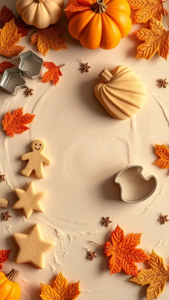 25+ Fun Thanksgiving Crafts for Toddlers to Create Together 9 A playful arrangement of pumpkin spice playdough with cookie cutters, mini pumpkins, and autumn leaves.