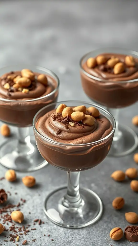 27+ Delightful Thanksgiving Desserts You Need to Try 12 Three glasses of chocolate hazelnut mousse topped with hazelnuts and chocolate shavings