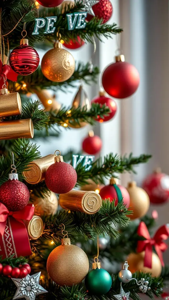 27+ Stunning Champagne Christmas Tree Ideas You Need to Try 9 A Christmas tree decorated with champagne corks and colorful ornaments.
