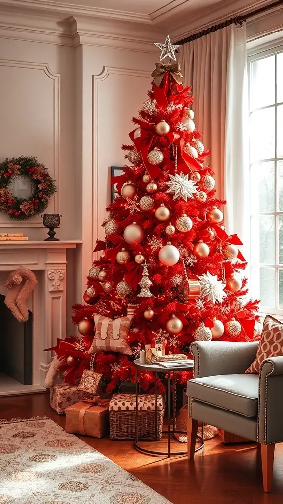 27+ Stunning Red Christmas Tree Ideas to Spark Your Holiday Spirit 1