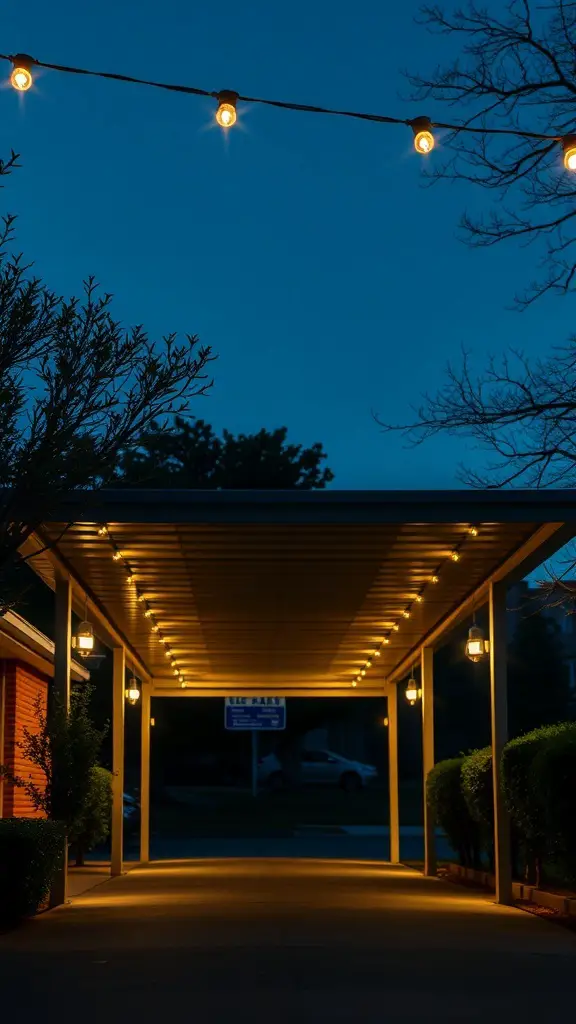 25+ Stylish Carport Ideas to Enhance Your Garage Front 10 Well-lit carport with string lights and lanterns