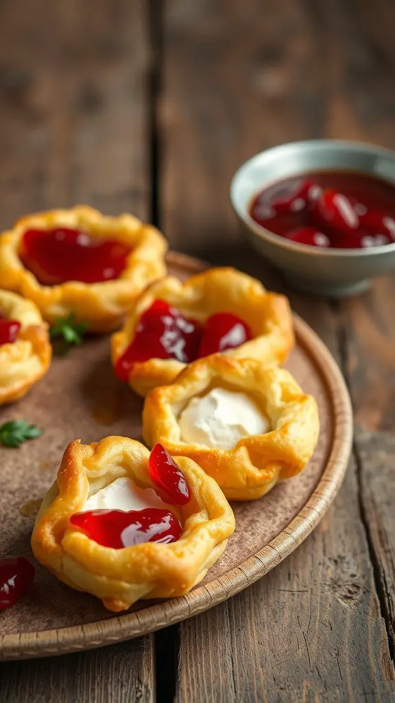 29+ Delicious Thanksgiving Appetizers to Impress Your Guests 3 A plate of cranberry brie bites topped with cranberry sauce