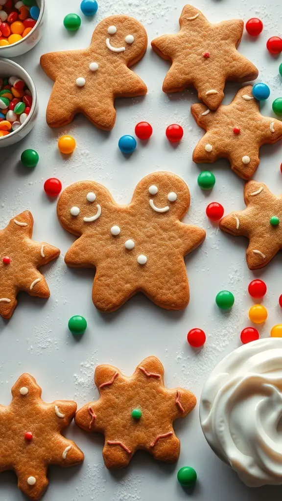 29+ Fun and Festive Christmas Snacks for Kids 9 Gingerbread cookies decorated with colorful candies and icing