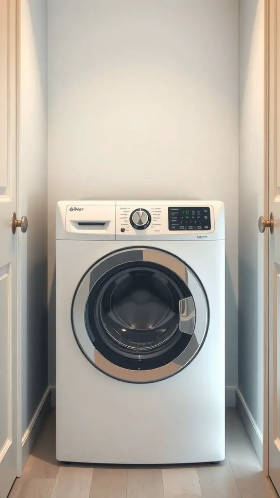27+ Creative Small Space Solutions for Top Loader Laundry Rooms 5 A modern top loader washing machine in a small laundry room