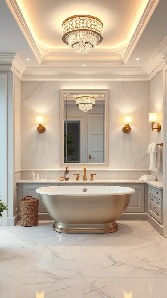 25+ Stunning Master Bath Ideas to Transform Your Space 15 Luxurious master bath with elegant lighting fixtures