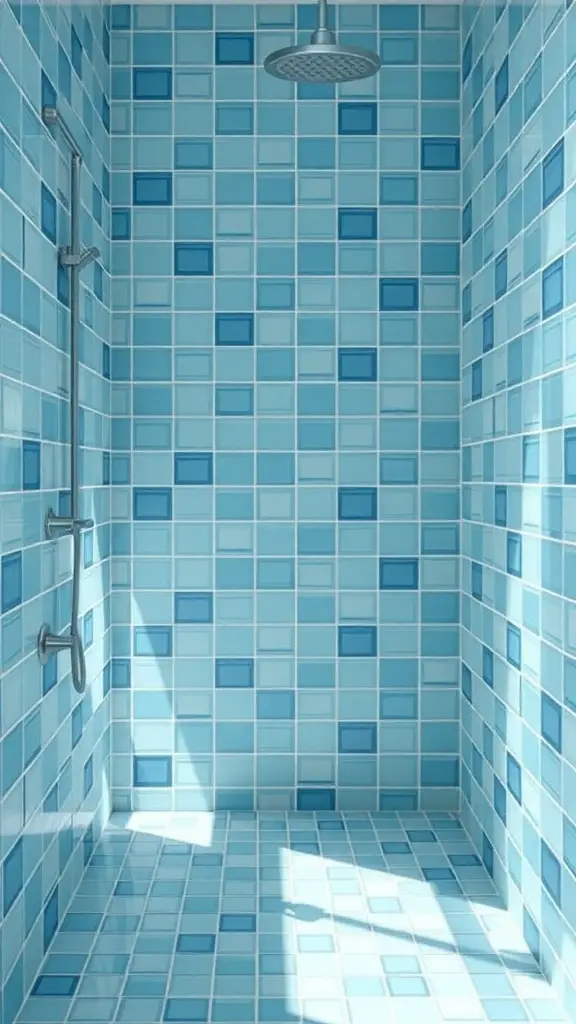 27+ Stunning Shower Tile Ideas to Transform Your Bathroom 3 Shower with ocean-inspired blue tiles in a modern design