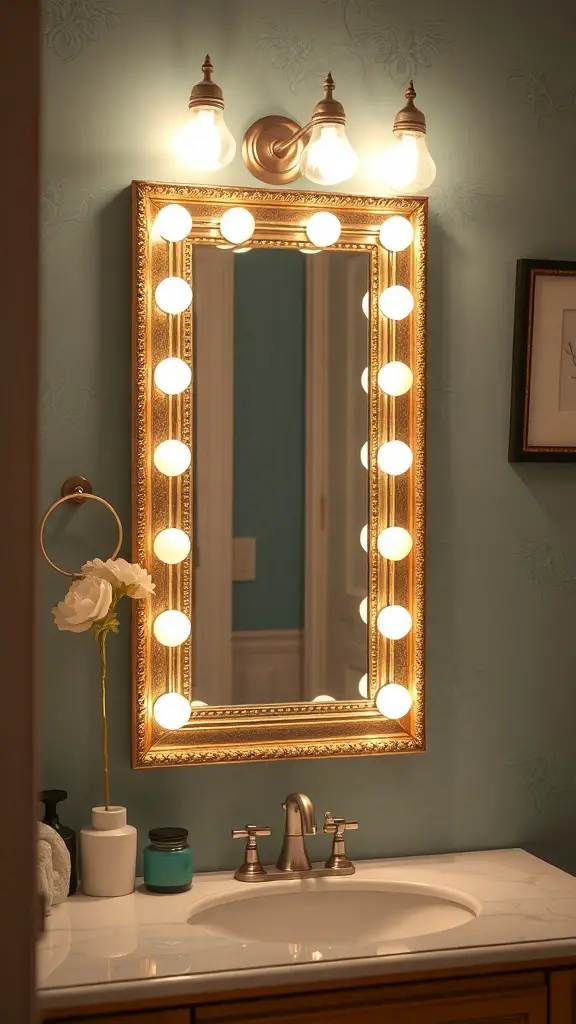 27+ Stylish Vanity Mirror Ideas to Elevate Your Space 10 A framed mirror with inspirational quotes, featuring an ornate design and decorative elements.