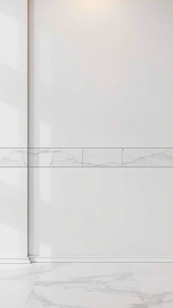 29+ Creative Wall Tile Accent Strip Ideas for Stunning Interiors 7 A wall featuring a marble effect accent strip, showcasing a modern and elegant design.