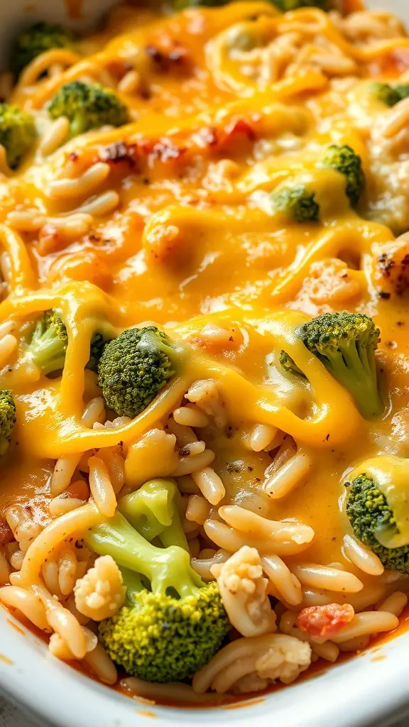 25+ Must-Try Thanksgiving Side Dishes You Need This Year 13 A close-up of Cheesy Broccoli and Rice Bake with melted cheese and broccoli