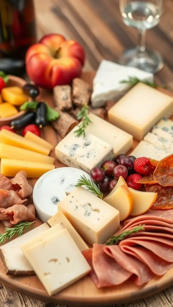 29+ Delicious Thanksgiving Appetizers to Impress Your Guests 8 A beautifully arranged cheese and charcuterie board featuring various cheeses, cured meats, fruits, and crackers.