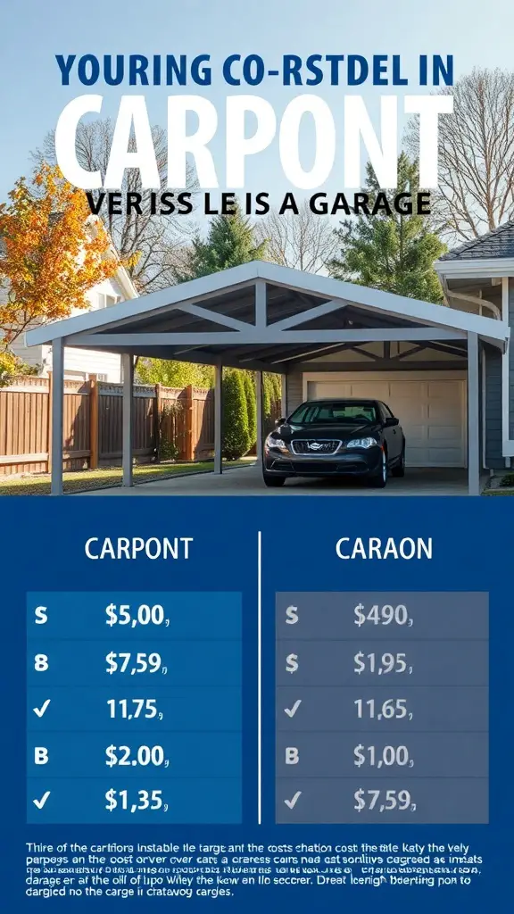 25+ Stylish Carport Ideas to Enhance Your Garage Front 5 A modern carport in front of a garage with a parked car.