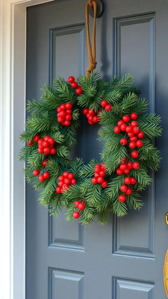 25+ Festive Christmas Swags Ideas for Your Front Door 6 A traditional pine and berry swag hanging on a front door