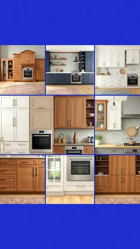 27+ Stylish Slim Shaker Cabinets for Your Dream Kitchen 14 A collage of various slim shaker cabinet designs in different colors and finishes.