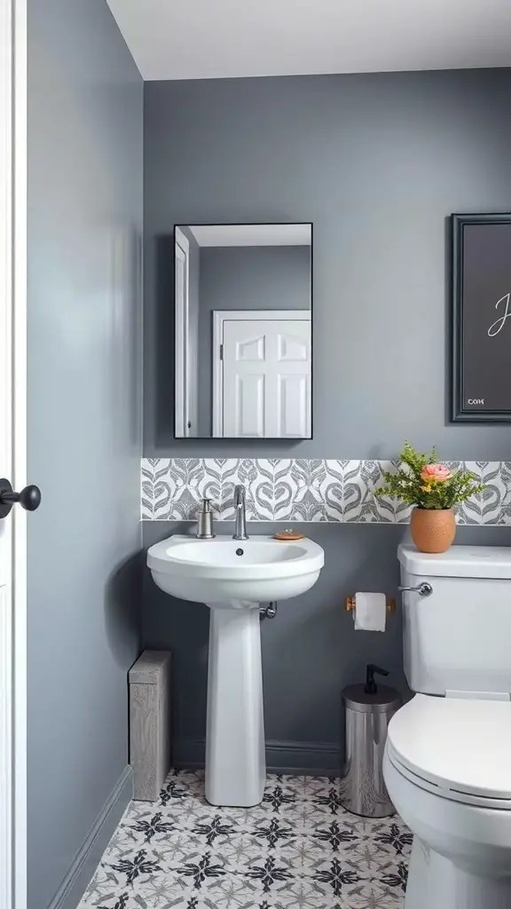 29+ Creative Wall Tile Accent Strip Ideas for Stunning Interiors 13 A bathroom featuring a patterned ceramic tile accent strip on the wall.